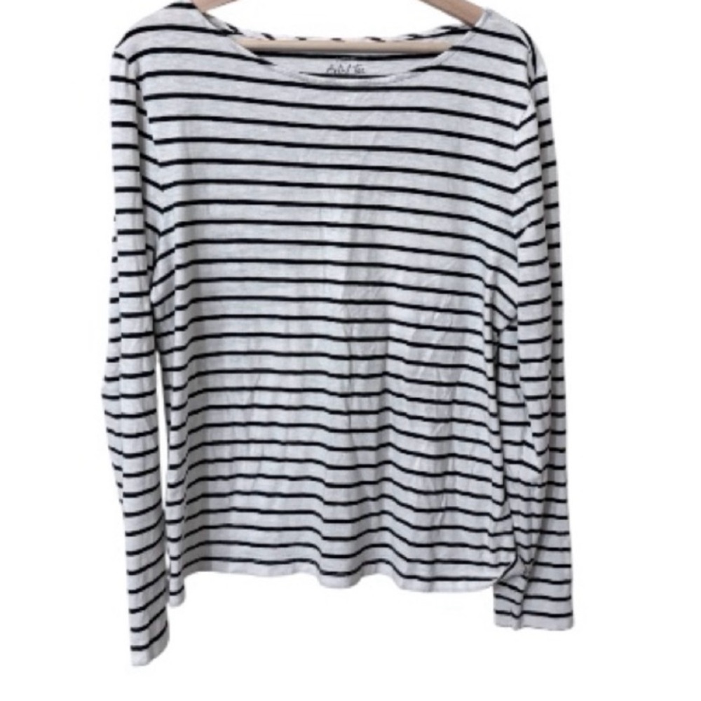 J. Crew Navy and White Striped Long Sleeve Artist Tee XXL